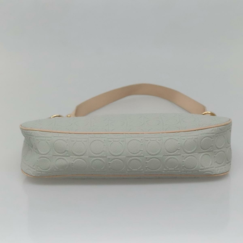 【日本直送】Salvatore Ferragamo Gancini 單肩包 皮革 灰色 米色 金色 正品 140541-4