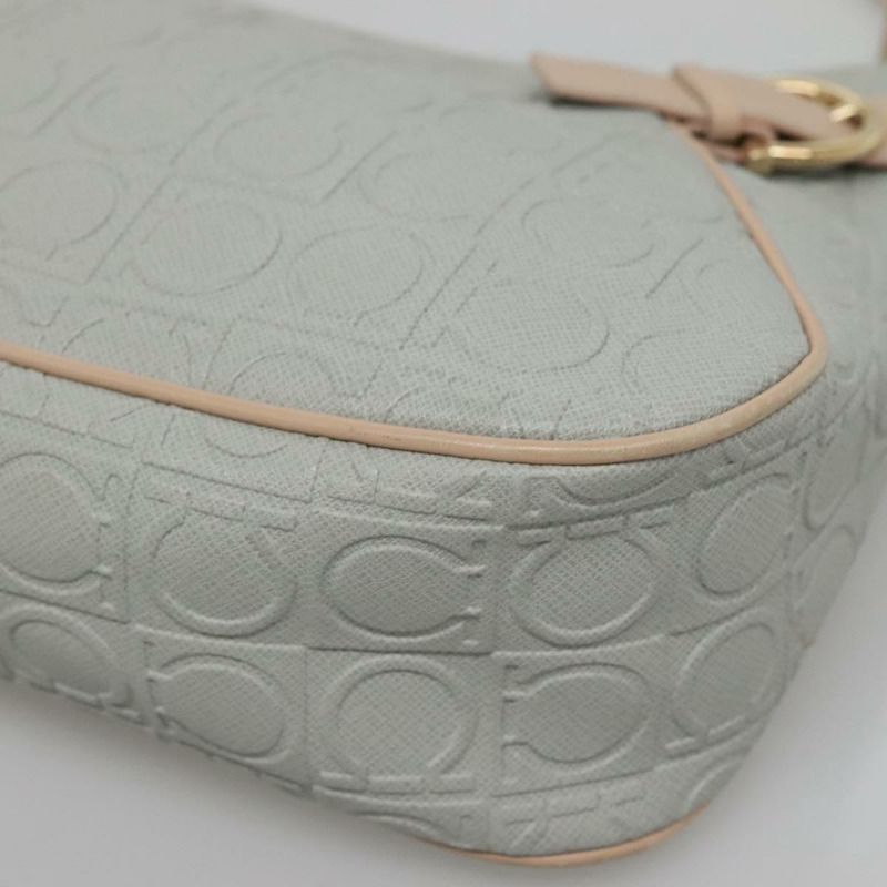 【日本直送】Salvatore Ferragamo Gancini 單肩包 皮革 灰色 米色 金色 正品 140541-8