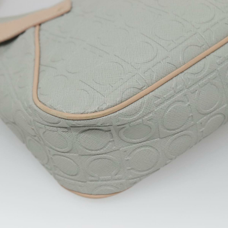 【日本直送】Salvatore Ferragamo Gancini 單肩包 皮革 灰色 米色 金色 正品 140541-15