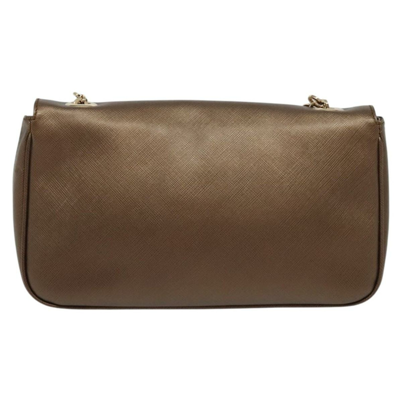 【日本直送】Salvatore Ferragamo Gancini 鏈條單肩包，棕色皮革，金色，正品 gh694-1