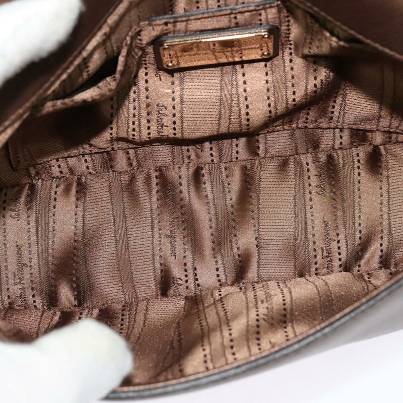 【日本直送】Salvatore Ferragamo Gancini 鏈條單肩包，棕色皮革，金色，正品 gh694-10