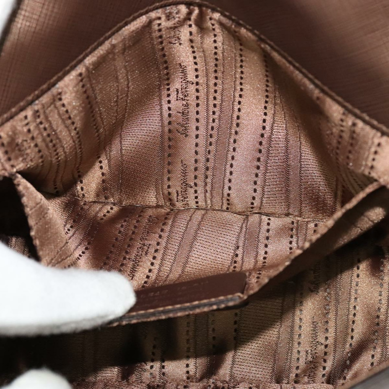 【日本直送】Salvatore Ferragamo Gancini 鏈條單肩包，棕色皮革，金色，正品 gh694-20