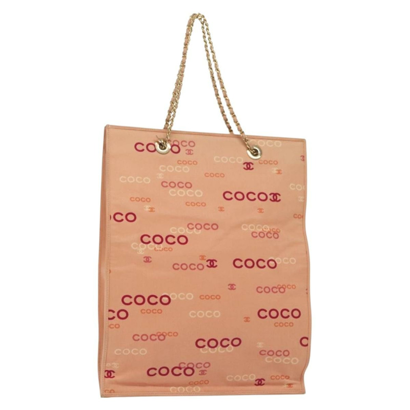 【日本直送】香奈兒手袋 帆布 粉紅色 金 CC 標誌 正品 gh685-0