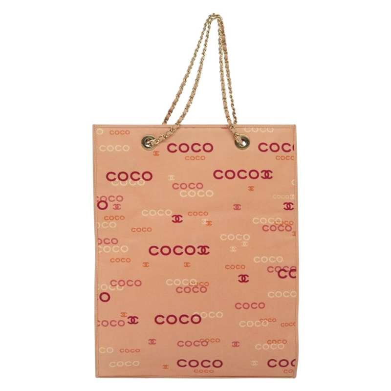 【日本直送】香奈兒手袋 帆布 粉紅色 金 CC 標誌 正品 gh685-1