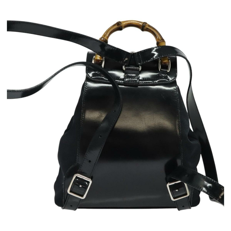 【日本直送】GUCCI 竹編雙肩包 尼龍材質 黑色 銀色 003 3444 0030 正品 ep10557-1