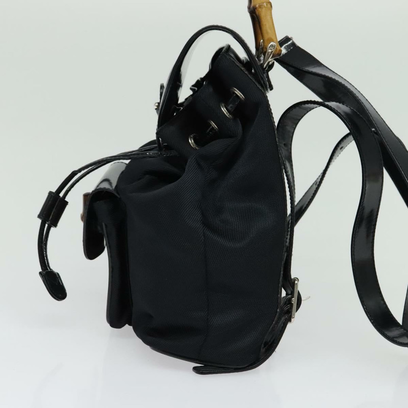 【日本直送】GUCCI 竹編雙肩包 尼龍材質 黑色 銀色 003 3444 0030 正品 ep10557-2