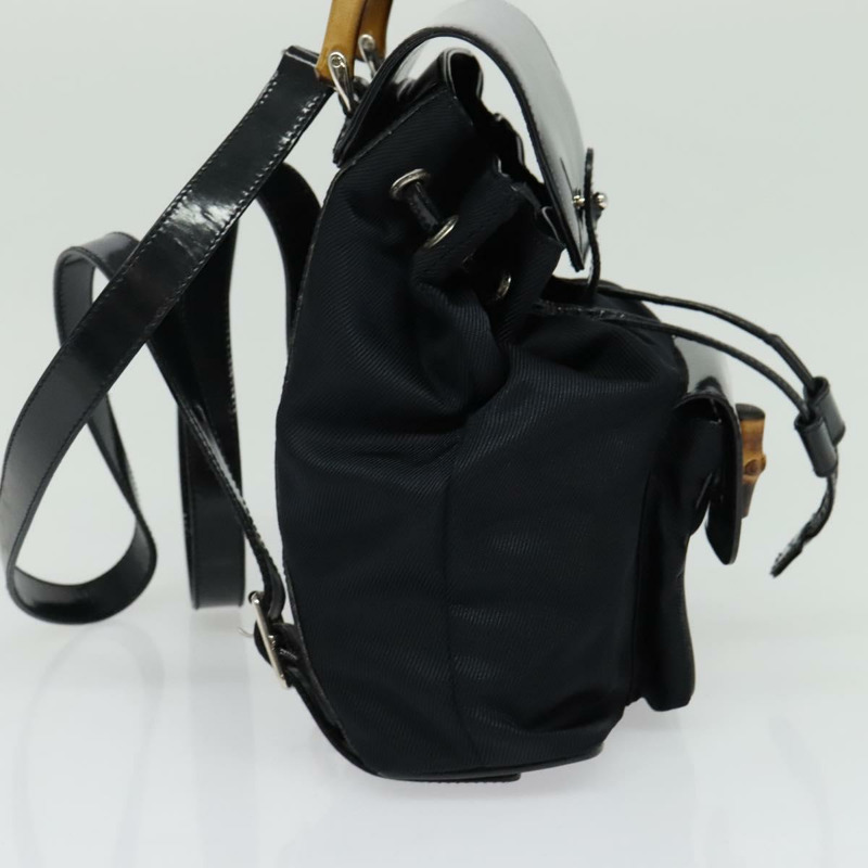 【日本直送】GUCCI 竹編雙肩包 尼龍材質 黑色 銀色 003 3444 0030 正品 ep10557-3