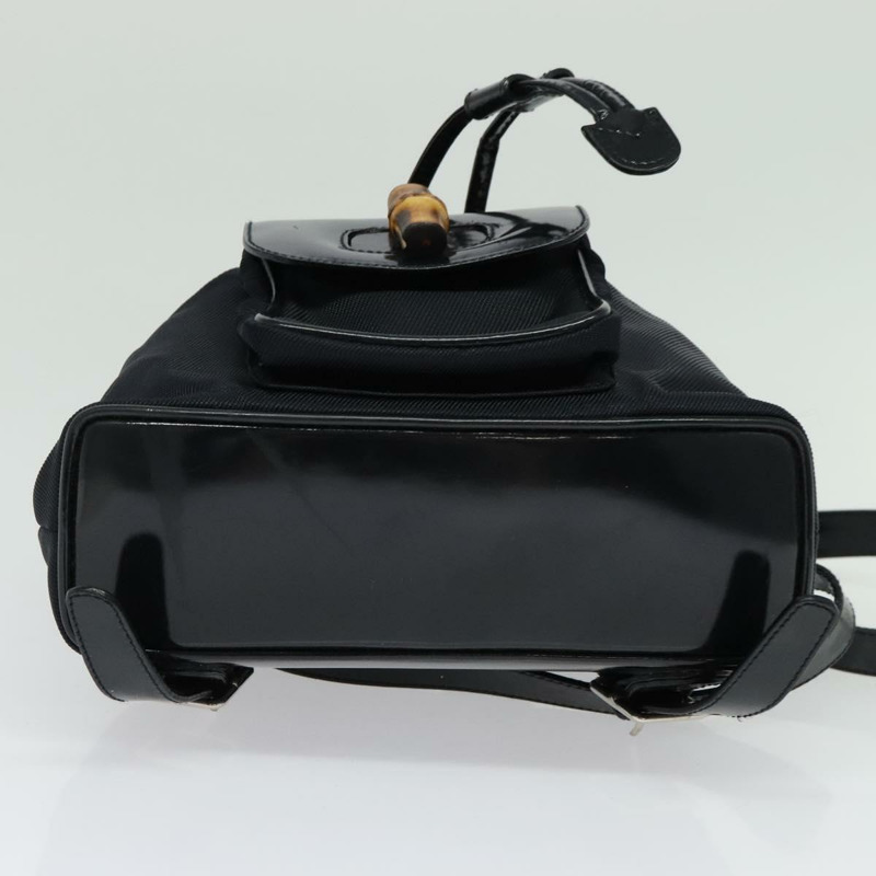 【日本直送】GUCCI 竹編雙肩包 尼龍材質 黑色 銀色 003 3444 0030 正品 ep10557-4