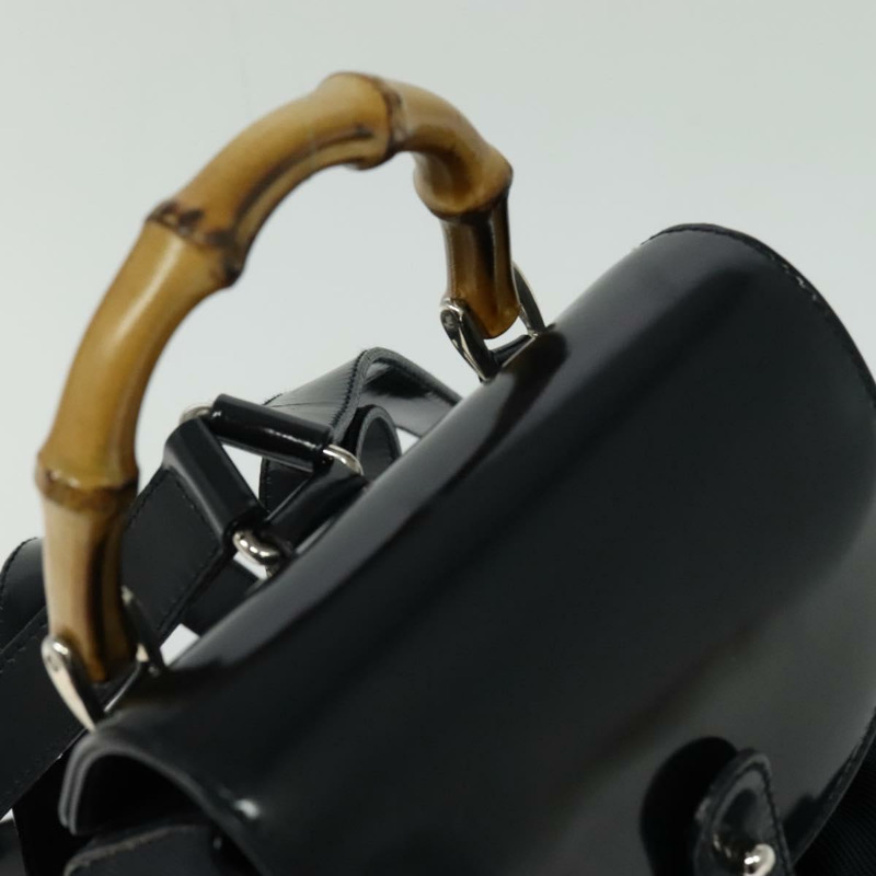 【日本直送】GUCCI 竹編雙肩包 尼龍材質 黑色 銀色 003 3444 0030 正品 ep10557-5