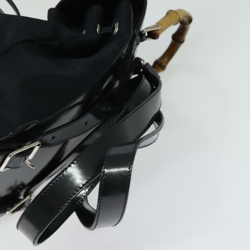 【日本直送】GUCCI 竹編雙肩包 尼龍材質 黑色 銀色 003 3444 0030 正品 ep10557-7