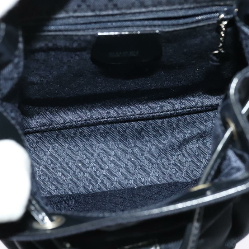 【日本直送】GUCCI 竹編雙肩包 尼龍材質 黑色 銀色 003 3444 0030 正品 ep10557-10