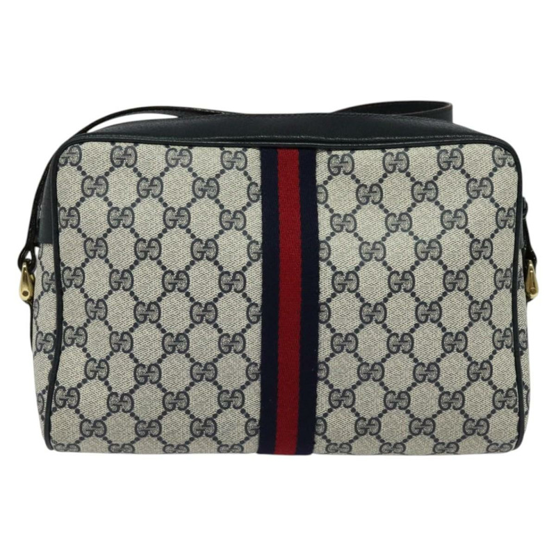 【日本直送】GUCCI GG Supreme Sherry Line 單肩包 PVC 海軍藍/金色 001 4071 5 Auth 141349-1