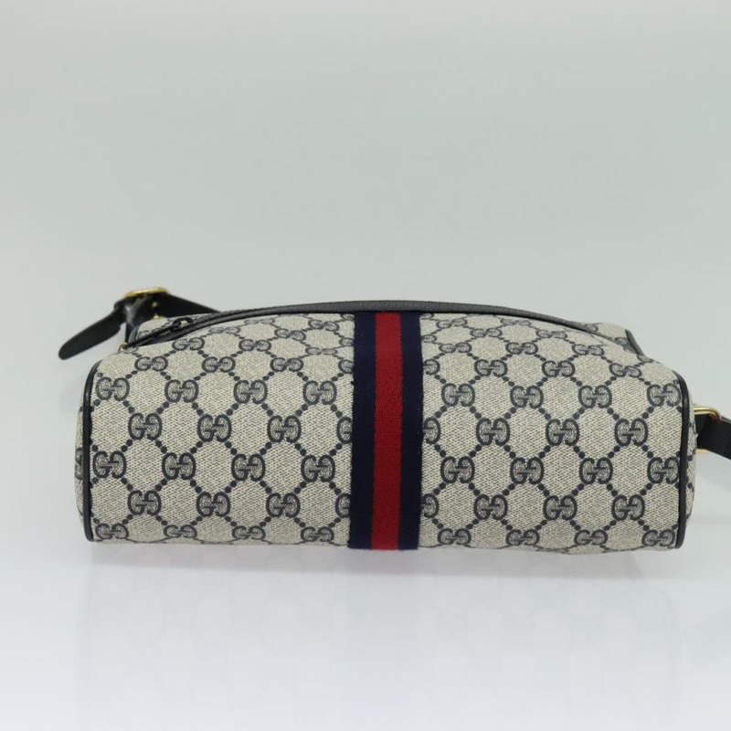 【日本直送】GUCCI GG Supreme Sherry Line 單肩包 PVC 海軍藍/金色 001 4071 5 Auth 141349-4