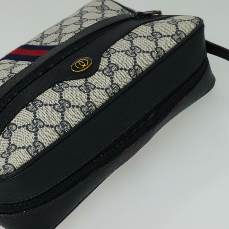 【日本直送】GUCCI GG Supreme Sherry Line 單肩包 PVC 海軍藍/金色 001 4071 5 Auth 141349-5