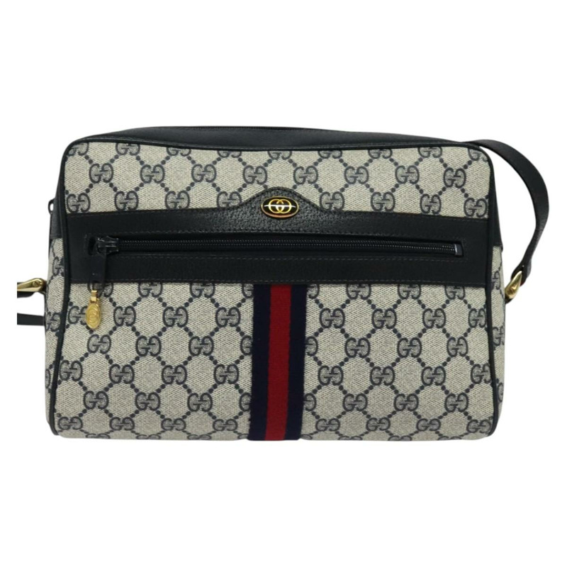 【日本直送】GUCCI GG Supreme Sherry Line 單肩包 PVC 海軍藍/金色 001 4071 5 Auth 141349-12