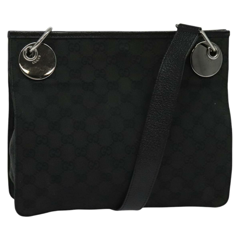 【日本直送】GUCCI GG帆布肩背包 黑色 銀色 120841 正品 141350-0