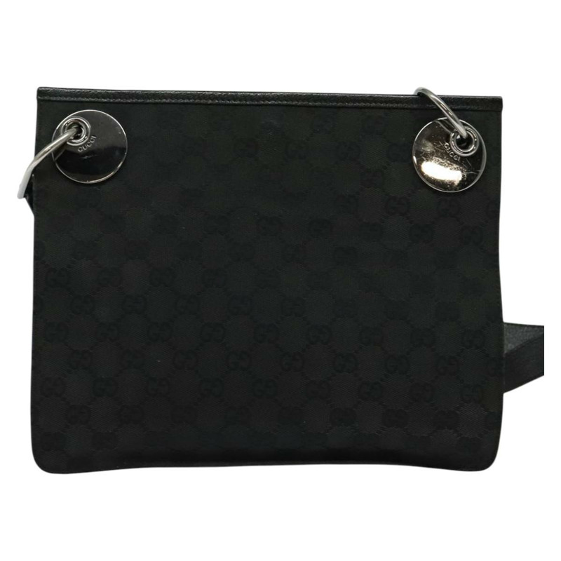 【日本直送】GUCCI GG帆布肩背包 黑色 銀色 120841 正品 141350-1