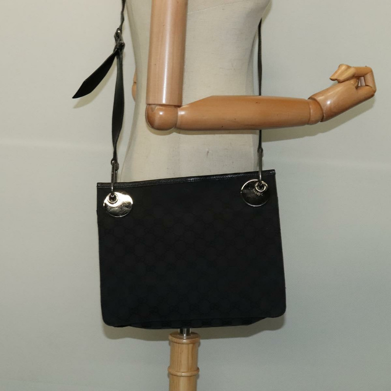 【日本直送】GUCCI GG帆布肩背包 黑色 銀色 120841 正品 141350-19