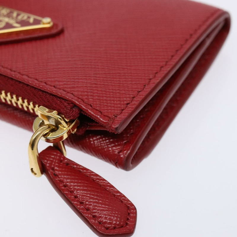 【日本直送】PRADA 卡包 Safiano 皮革 紅色 金色 Auth 140692-6