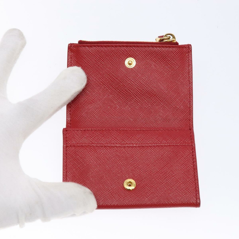 【日本直送】PRADA 卡包 Safiano 皮革 紅色 金色 Auth 140692-8