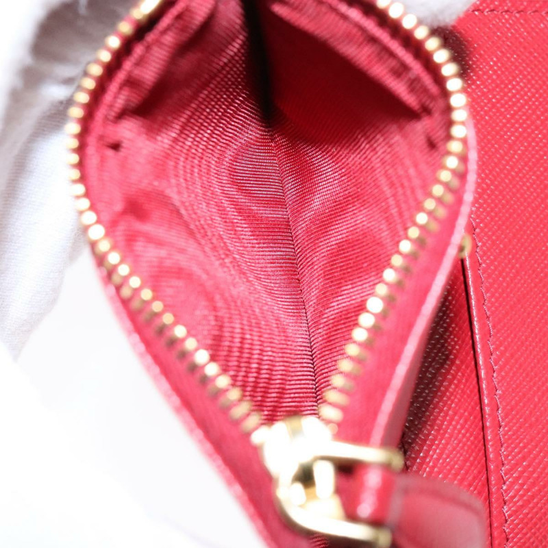 【日本直送】PRADA 卡包 Safiano 皮革 紅色 金色 Auth 140692-9