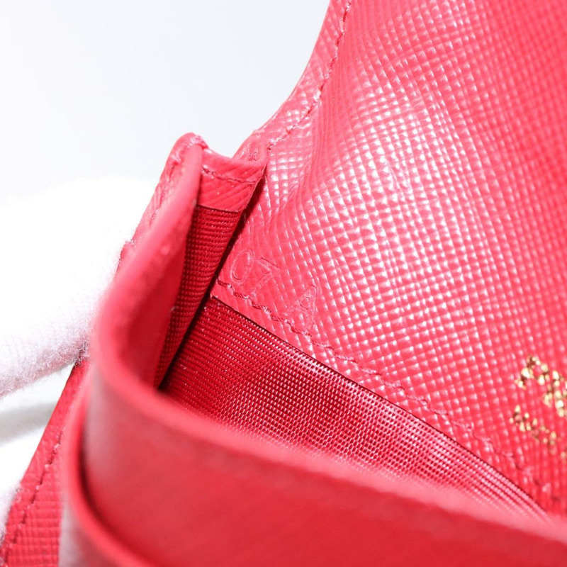 【日本直送】PRADA 卡包 Safiano 皮革 紅色 金色 Auth 140692-10