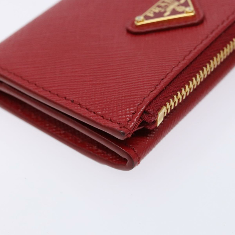 【日本直送】PRADA 卡包 Safiano 皮革 紅色 金色 Auth 140692-13