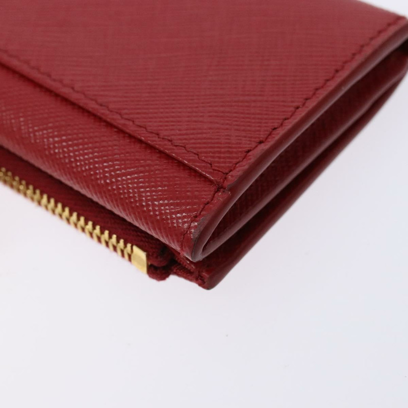 【日本直送】PRADA 卡包 Safiano 皮革 紅色 金色 Auth 140692-14