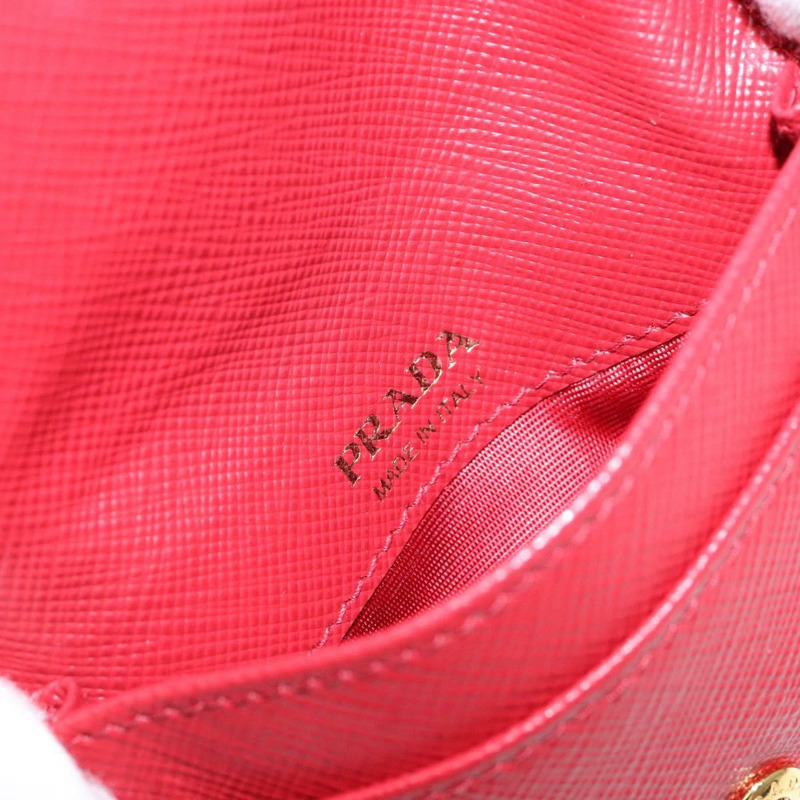 【日本直送】PRADA 卡包 Safiano 皮革 紅色 金色 Auth 140692-16