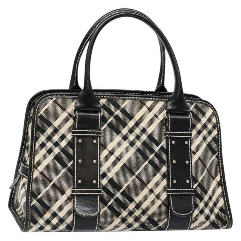 【日本直送】BURBERRY Nova Check Blue Label 手提包 帆布 黑色 銀色 正品 141481-0