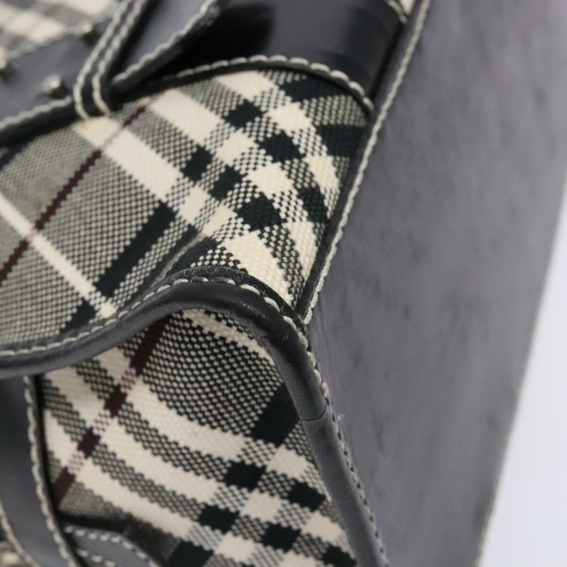 【日本直送】BURBERRY Nova Check Blue Label 手提包 帆布 黑色 銀色 正品 141481-15