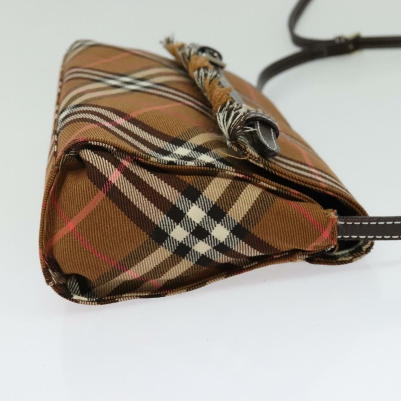 【日本直送】BURBERRY Nova Check Blue Label 單肩包 帆布 棕色 銀色 正品 141511-3