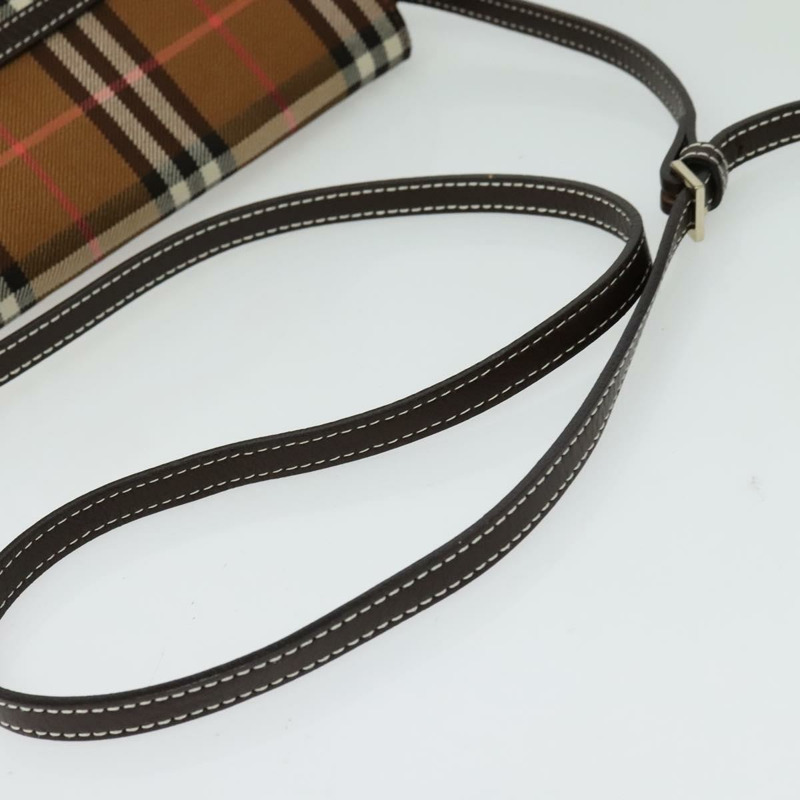 【日本直送】BURBERRY Nova Check Blue Label 單肩包 帆布 棕色 銀色 正品 141511-6
