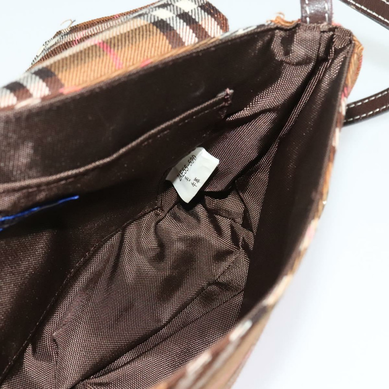 【日本直送】BURBERRY Nova Check Blue Label 單肩包 帆布 棕色 銀色 正品 141511-16