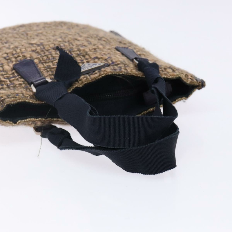 【日本直送】PRADA 手袋 斜紋軟呢 米色 銀色 正品 bs29049-6