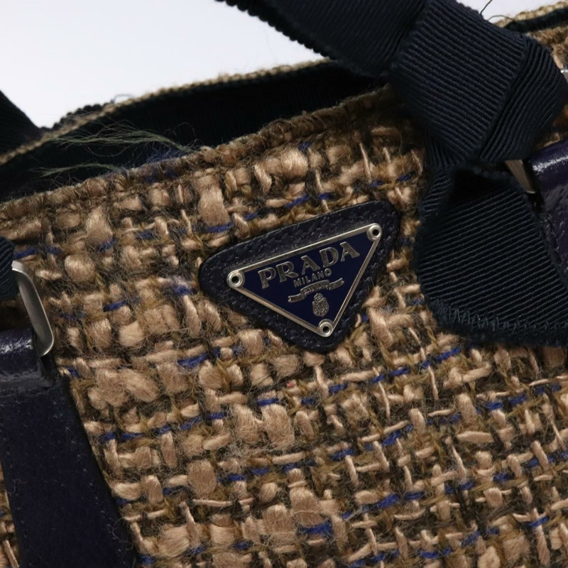 【日本直送】PRADA 手袋 斜紋軟呢 米色 銀色 正品 bs29049-17