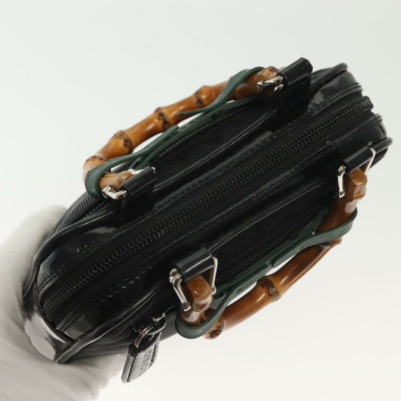 【日本直送】GUCCI 竹節手提包 尼龍 兩用 黑色 銀色 007 2040 0275 正品 141697-5