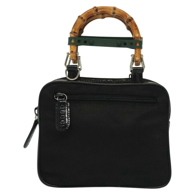 【日本直送】GUCCI 竹節手提包 尼龍 兩用 黑色 銀色 007 2040 0275 正品 141697-12