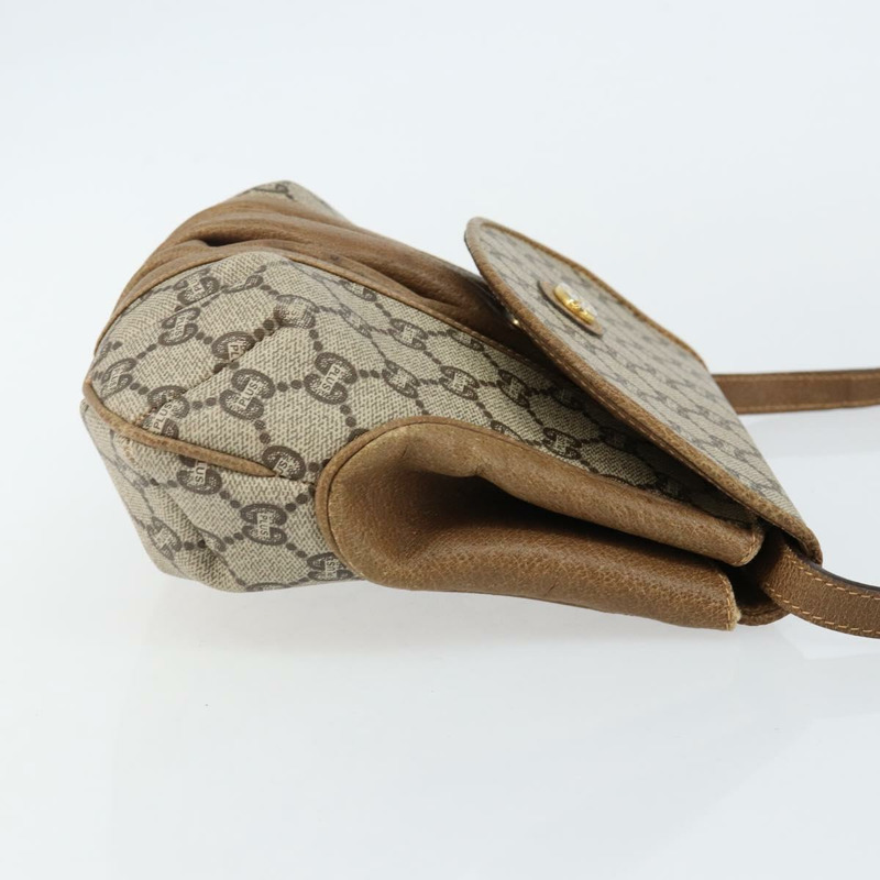 【日本直送】GUCCI GG Plus Supreme 單肩包 PVC 皮革 米色 金色 正品 th6331-2