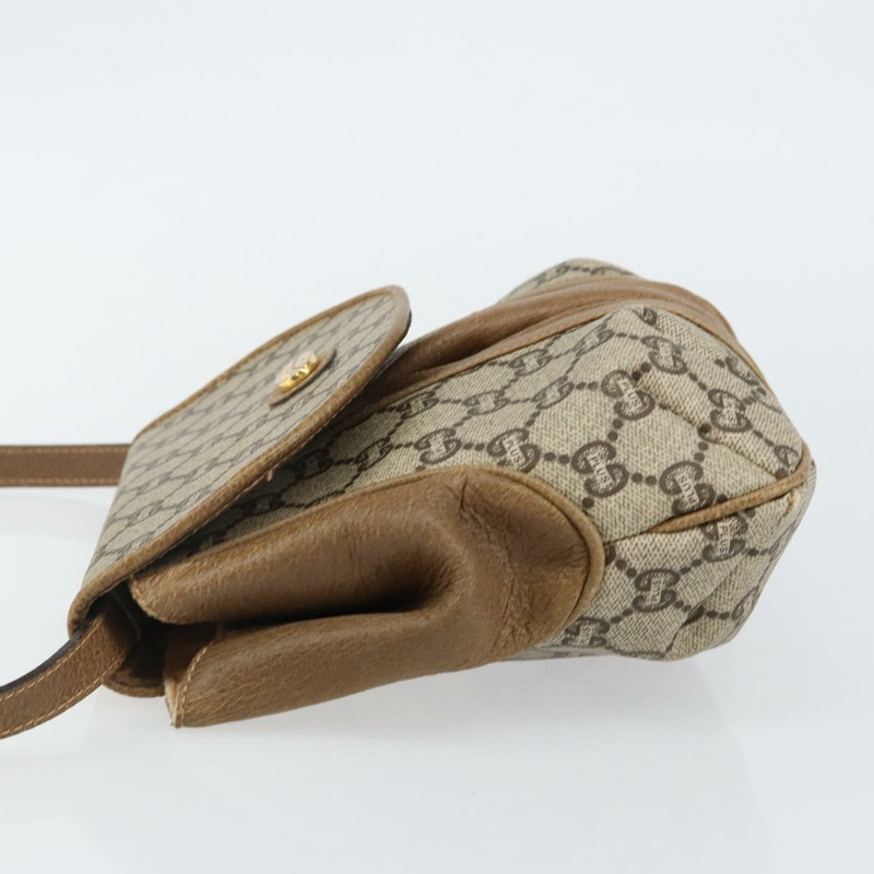 【日本直送】GUCCI GG Plus Supreme 單肩包 PVC 皮革 米色 金色 正品 th6331-3