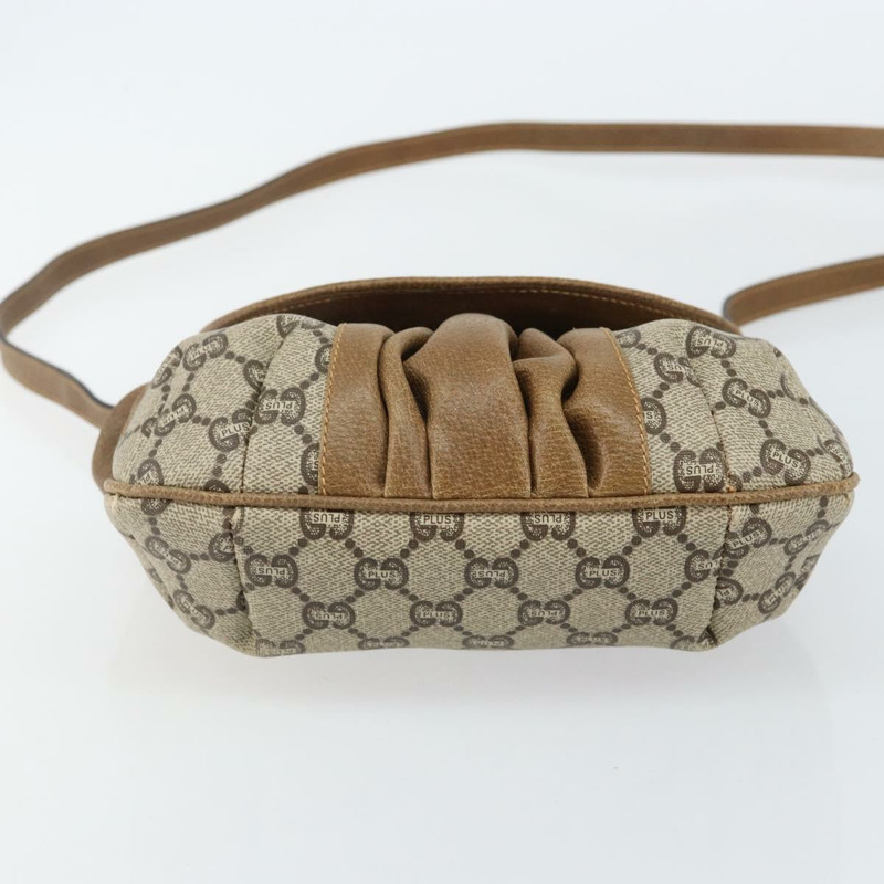 【日本直送】GUCCI GG Plus Supreme 單肩包 PVC 皮革 米色 金色 正品 th6331-4