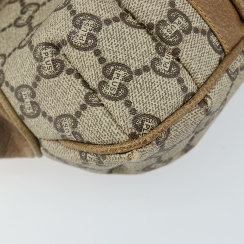 【日本直送】GUCCI GG Plus Supreme 單肩包 PVC 皮革 米色 金色 正品 th6331-14