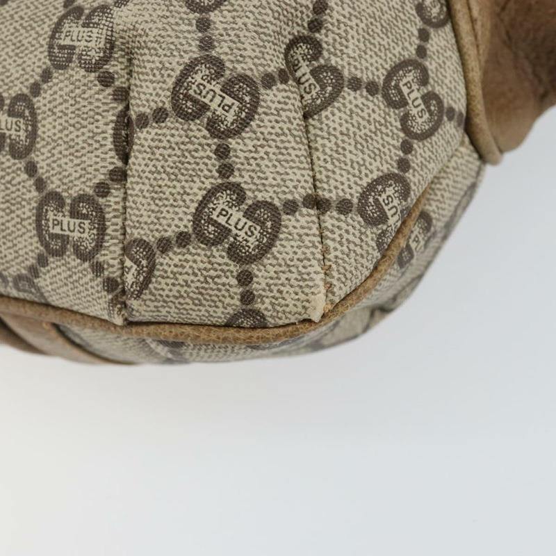 【日本直送】GUCCI GG Plus Supreme 單肩包 PVC 皮革 米色 金色 正品 th6331-15