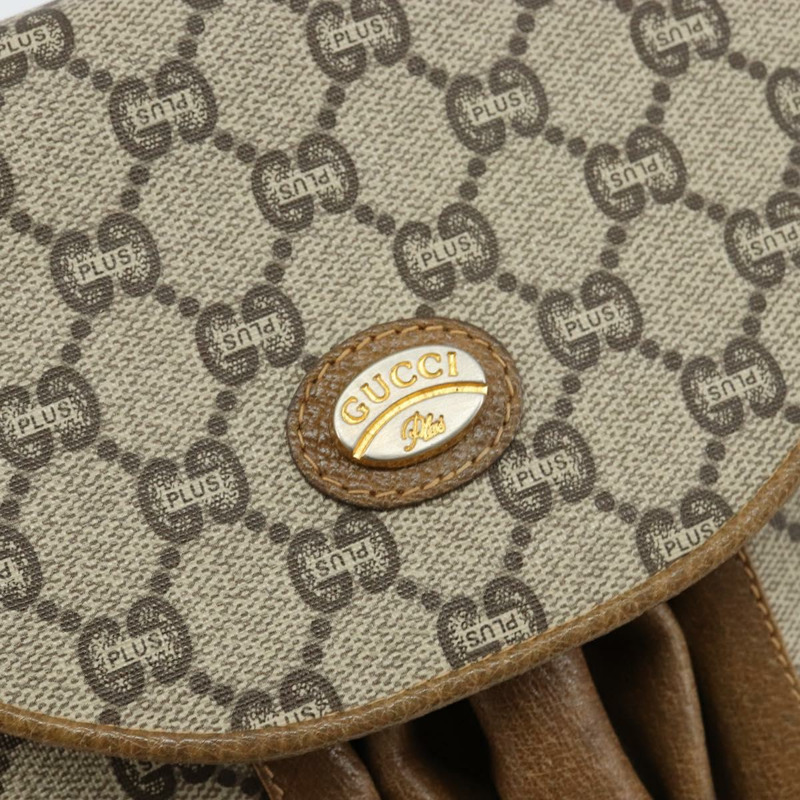 【日本直送】GUCCI GG Plus Supreme 單肩包 PVC 皮革 米色 金色 正品 th6331-16
