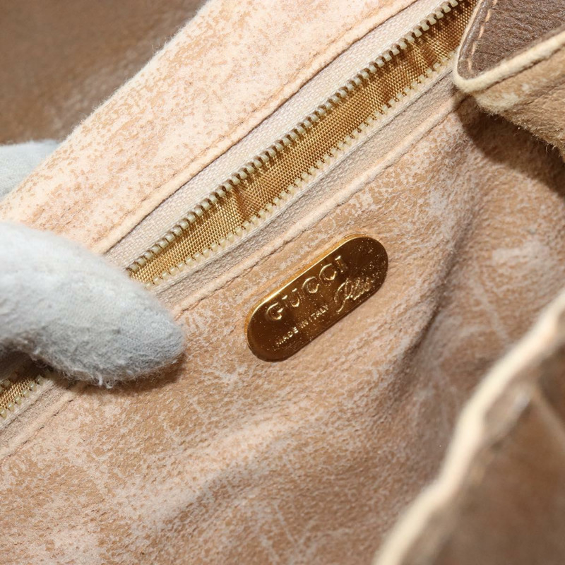 【日本直送】GUCCI GG Plus Supreme 單肩包 PVC 皮革 米色 金色 正品 th6331-17