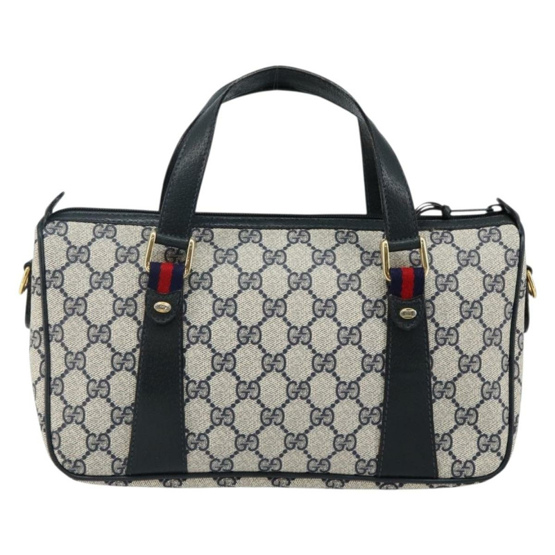 【日本直送】GUCCI GG Supreme Sherry Line 手提包 PVC 海軍藍 金色 紅色 39 02 040 正品 142848-1