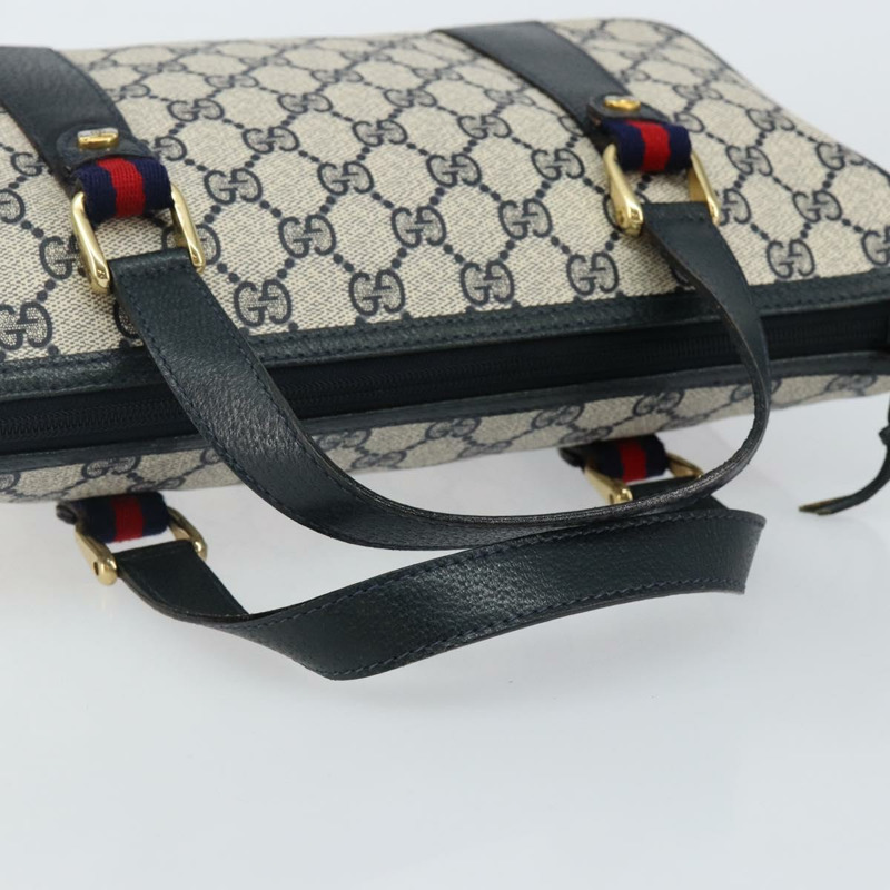 【日本直送】GUCCI GG Supreme Sherry Line 手提包 PVC 海軍藍 金色 紅色 39 02 040 正品 142848-6