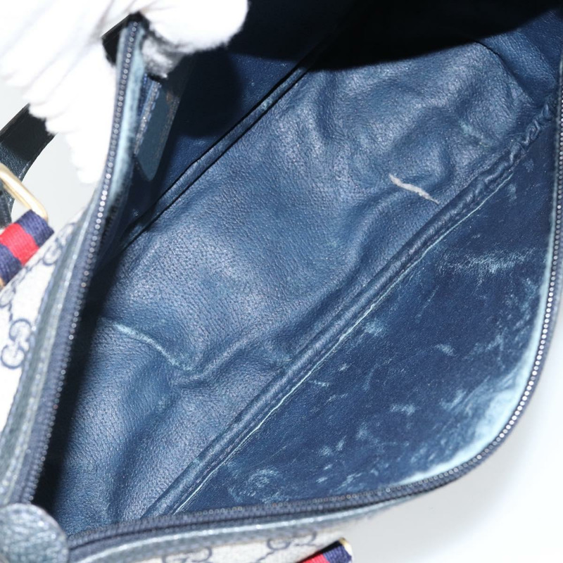 【日本直送】GUCCI GG Supreme Sherry Line 手提包 PVC 海軍藍 金色 紅色 39 02 040 正品 142848-9