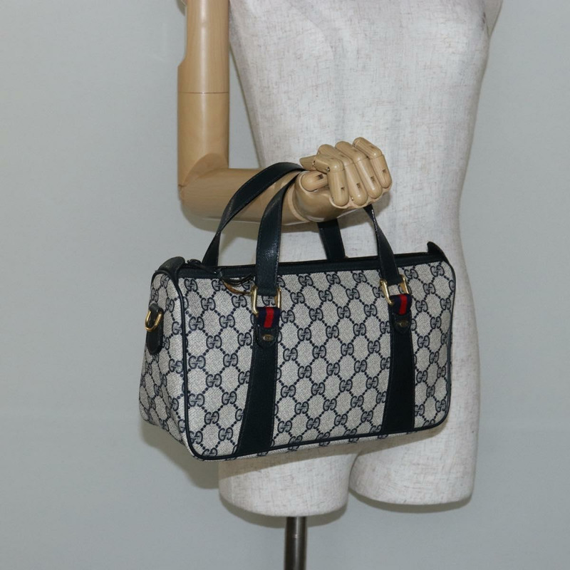 【日本直送】GUCCI GG Supreme Sherry Line 手提包 PVC 海軍藍 金色 紅色 39 02 040 正品 142848-21