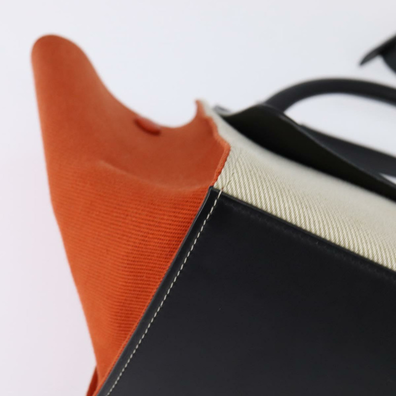 【日本直送】CELINE Trapeze 手提包 皮革帆布 2way 米色 黑色 橙色 Auth 142841-8